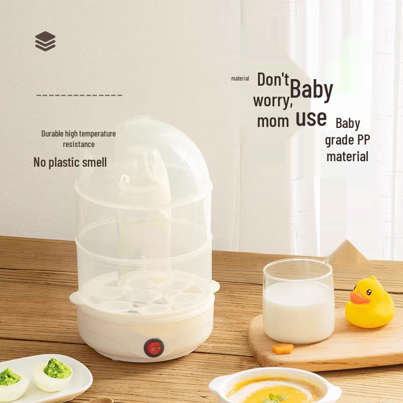 Automatic Egg Boiler Steamer for 1 Person - Multi-Function Breakfast Machine for Steamed Eggs and Custard with Auto Power-Off