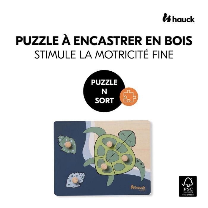 Puzzle à encastrer - hauck - n sort turtle - bois certifié fsc - développe la motricité fine - 12 mois+