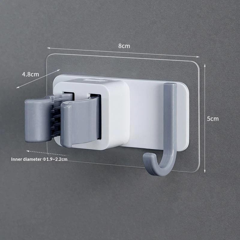 1/2/3Pcs Abs Wall Mounted Mop Storage Rack No Nail Holder Waterproof Household Organizer For Bathroom Kitchen