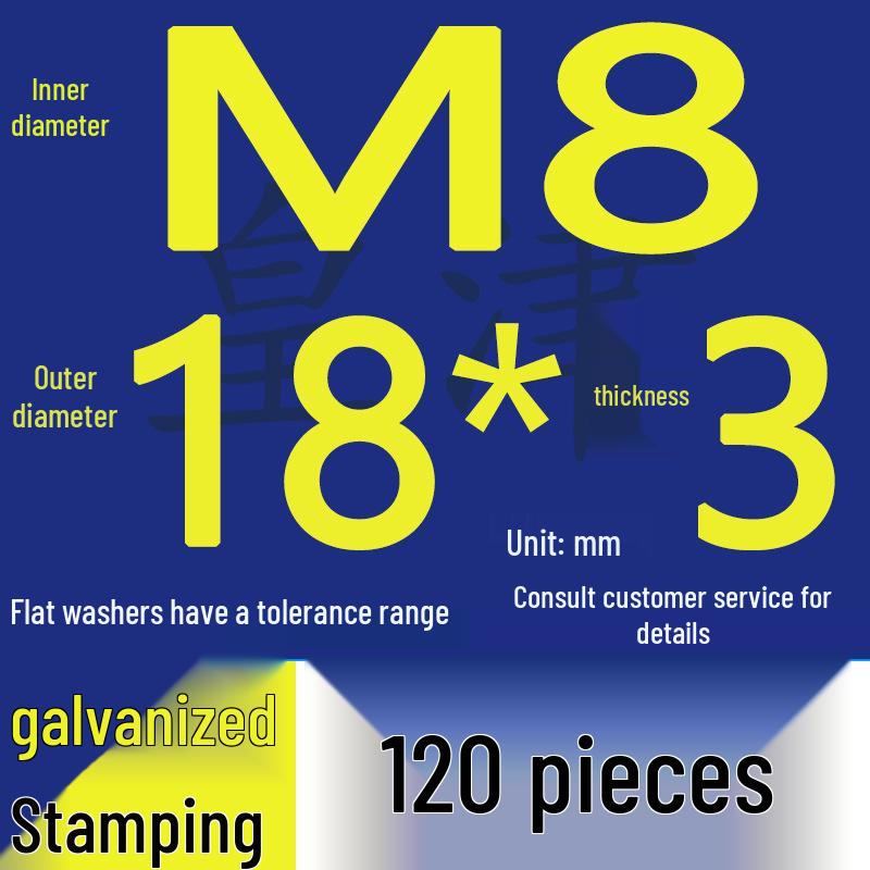 Heavy-Duty Galvanized Metal Flat Washers: Thickened Iron Rings M4 M5 M6 M8 M10
