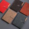 with Card Holder A5 Notebook Retro Meeting Minutes Book Fashion Loose Leaf Notebook  Students