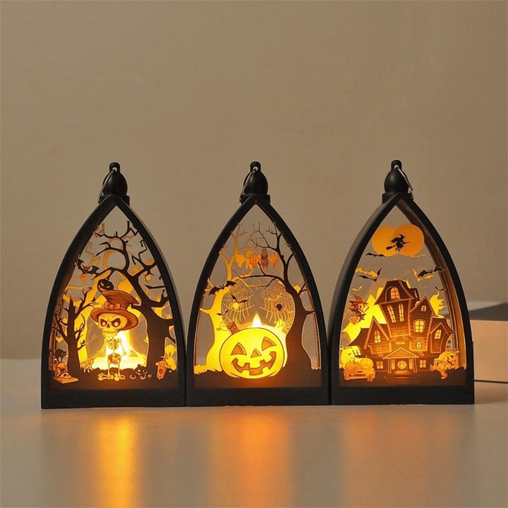 Cordless Halloween LED Lamp Witch Halloween Hanging Lantern Pumpkin LED Light Car Interior
