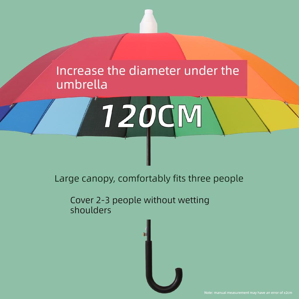 24-Rib Waterproof Umbrella, Double-Sized Reinforced Long-Handle Umbrella for Men, Wind-Resistant, Extra-Large Three-Person Straight Umbrella