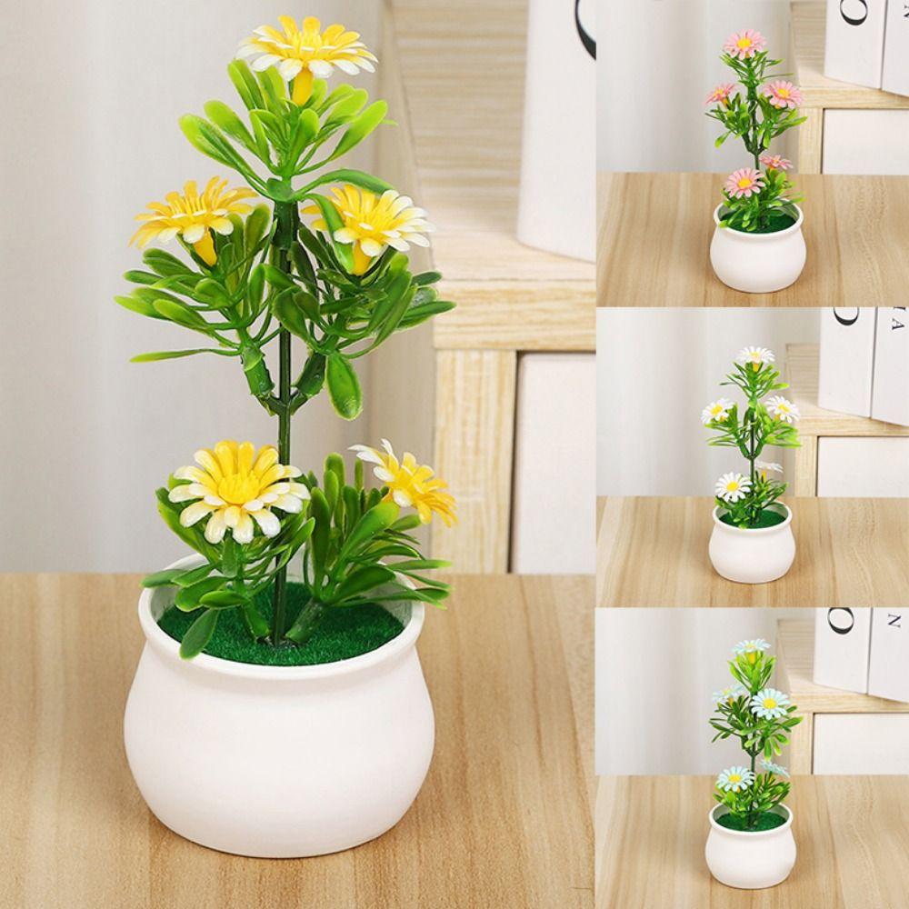 7*15cm Artificial Potted Plant Plastic Seven Star Sun Little Daisy New Simulated Tree Ornaments