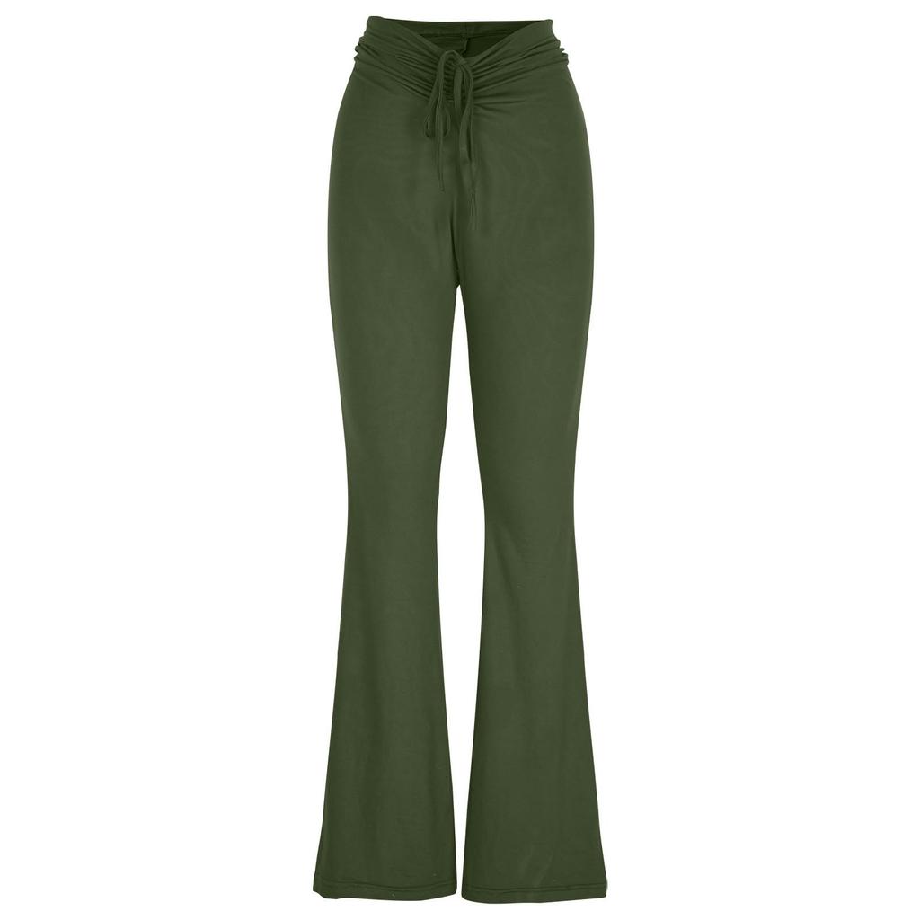 Γυναικείο Ελαστικό Παντελόνι Ψηλής Μέσης, Casual Fit, Μακρύ Παντελόνι με Τσέπες