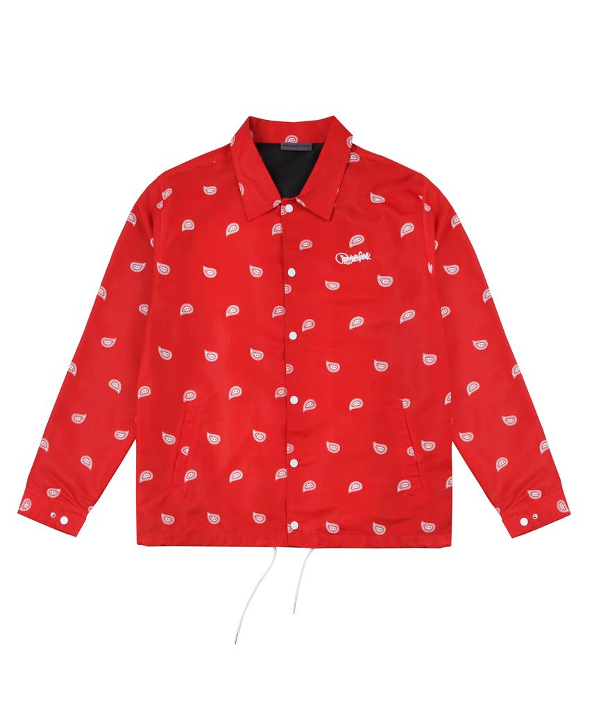 Arcane Funk Paisley Logo Coach Jacket Red