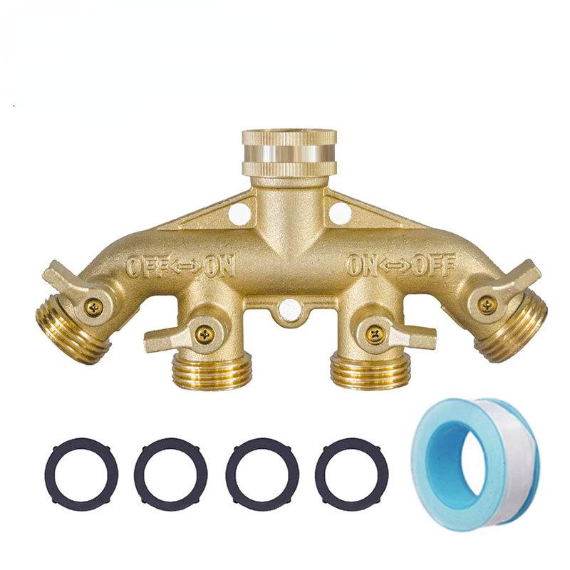 Brass Garden Hose Diverter Solid Brass Hose Fitting 3/4" Hose Fitting Adapter 4 Valve American Garden Hose Fitting Diverter