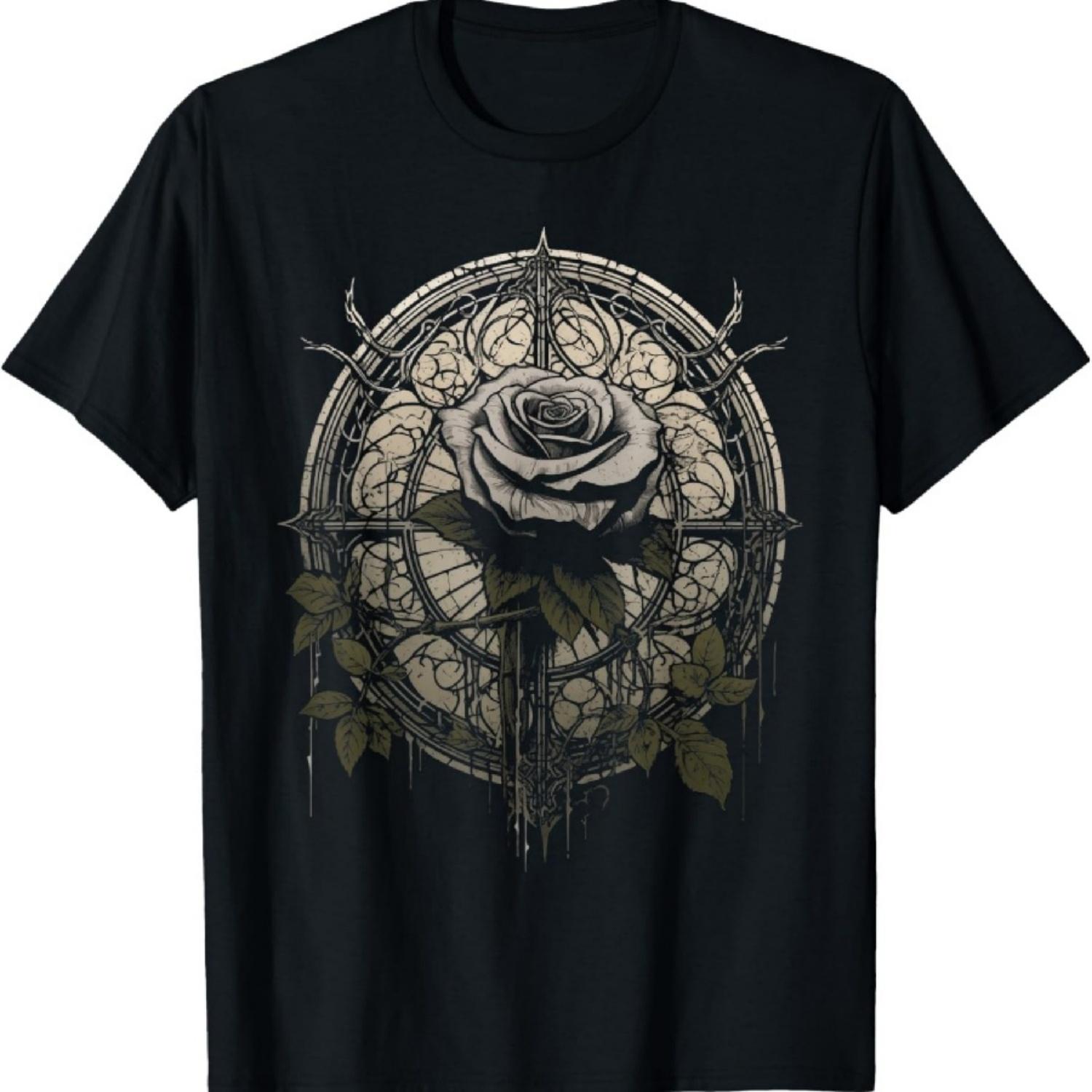 

Gothic Aesthetic Rose Flowers Church Window Witchcraft T-Shirt XXXXXL чёрный