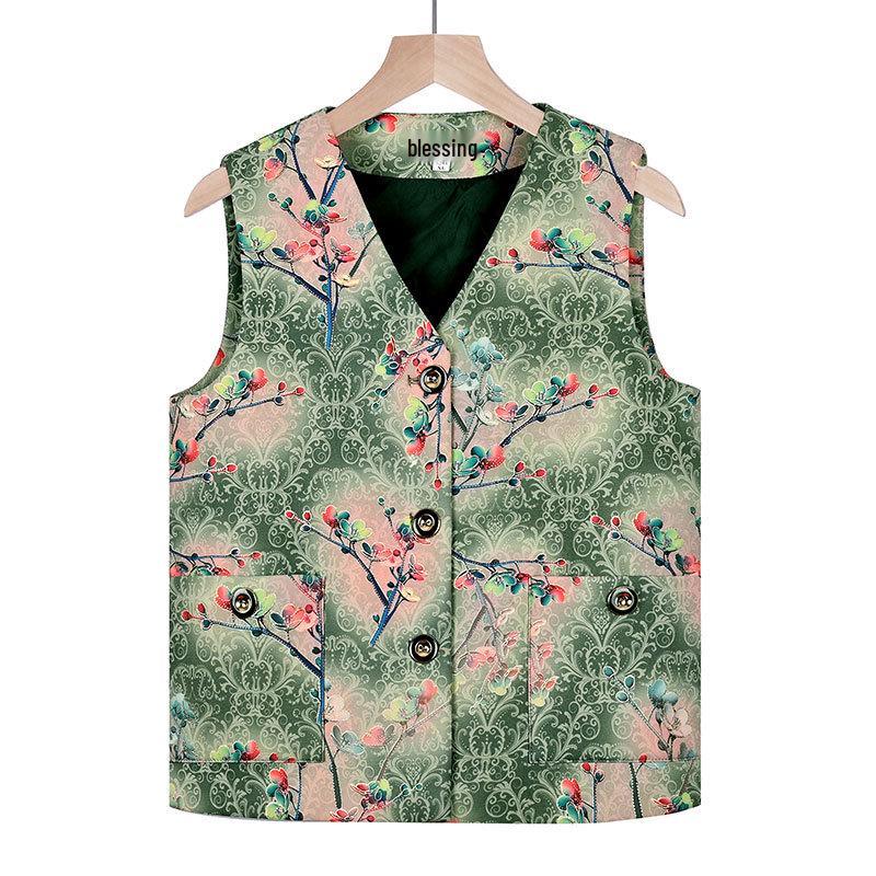 Elderly Women's Sleeveless Cardigan - Plus Size Grandma Vest for Spring/Autumn