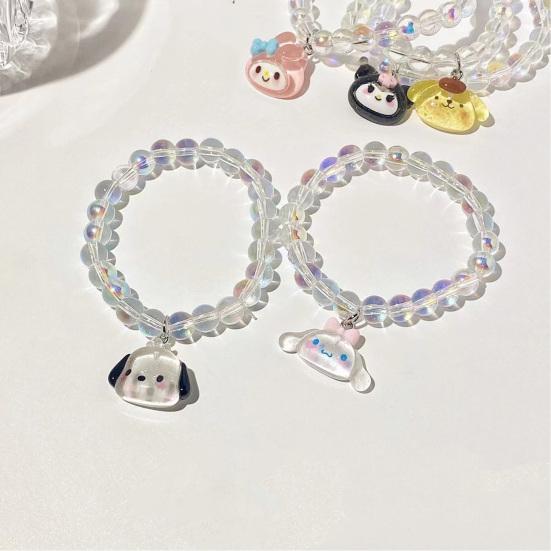 Iridescent Beaded Bracelet Clear Faux Crystal Bracelet Cute Cartoon Animal Charm Bracelet Gift for Girls Best