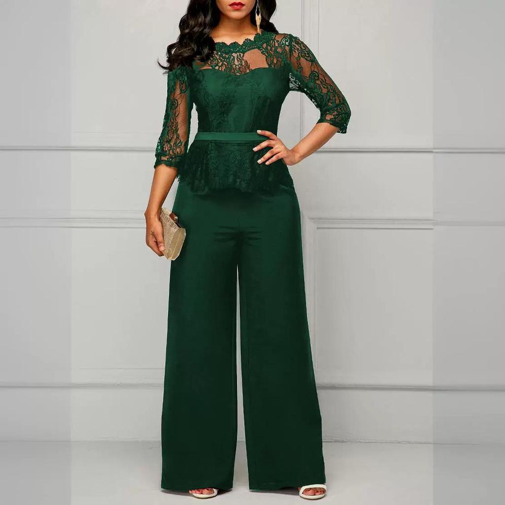 Europäischer und Amerikanischer Damen Sexy Spitzen-Jumpsuit