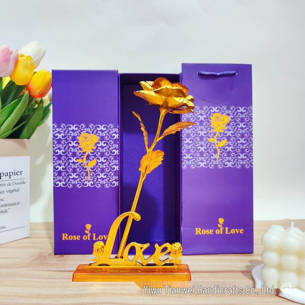 Set de Regalo Rosa de Lámina Dorada para el Día de la Madre, San Valentín, Qixi - Ideal para Mamá o Novia