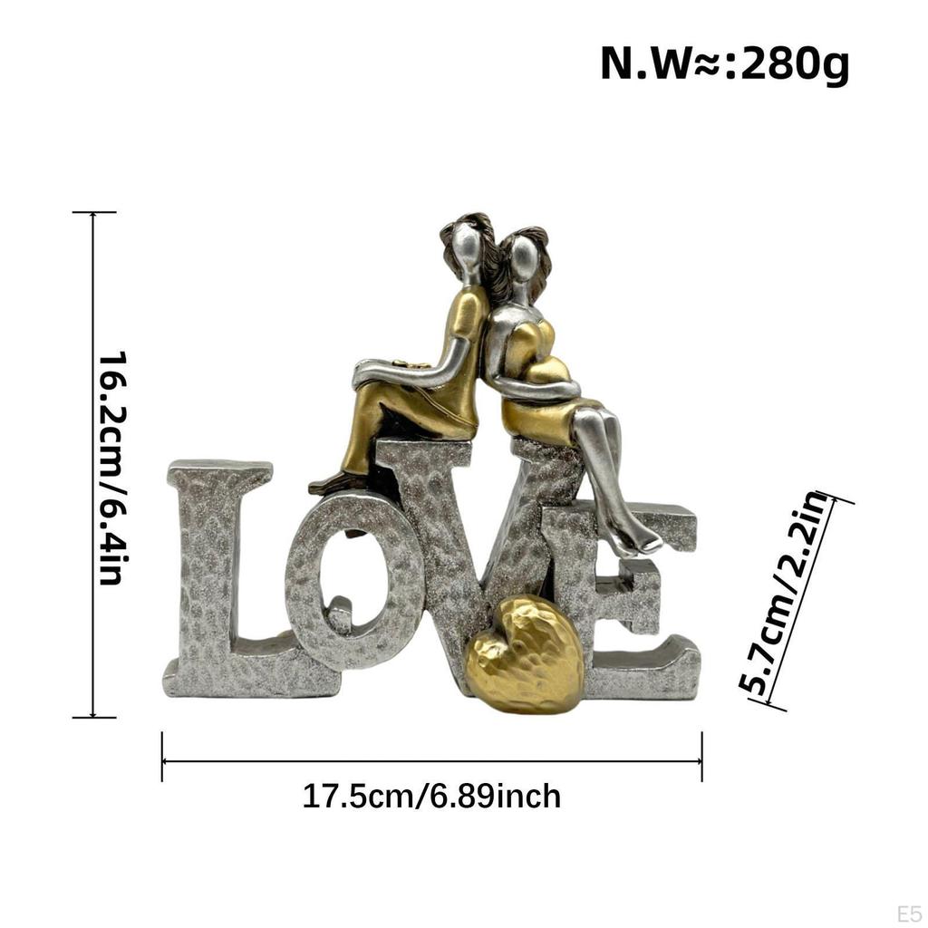 Love Sign Statue Collectible Figurine Cutout Romantic Resin Home Decor Sculpture for Entryway