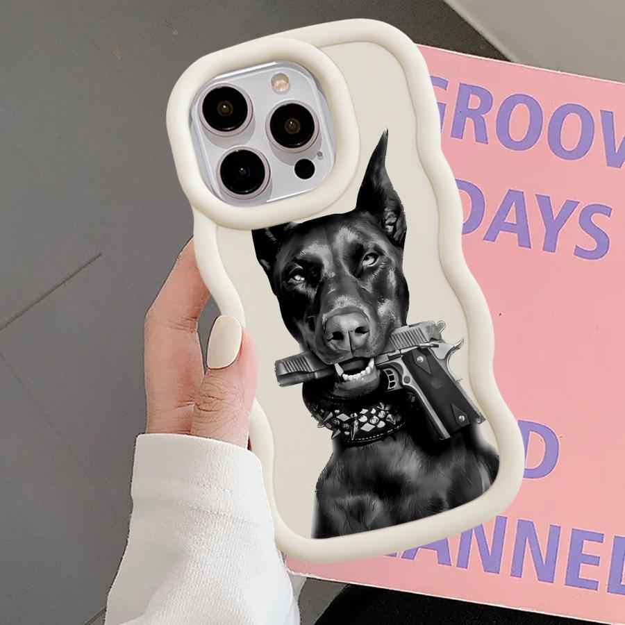 Case for iPhone 8 12 15 Plus 16 Pro Max 14 11 XR 13 17 Air Soft Phone Cover Trendy Doberman