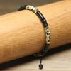 Bohemian Style Black Agate Spotted Beaded Bracelet | Adjustable Hand-woven Natural Stone Accessory | Anniversary Birthday Gift