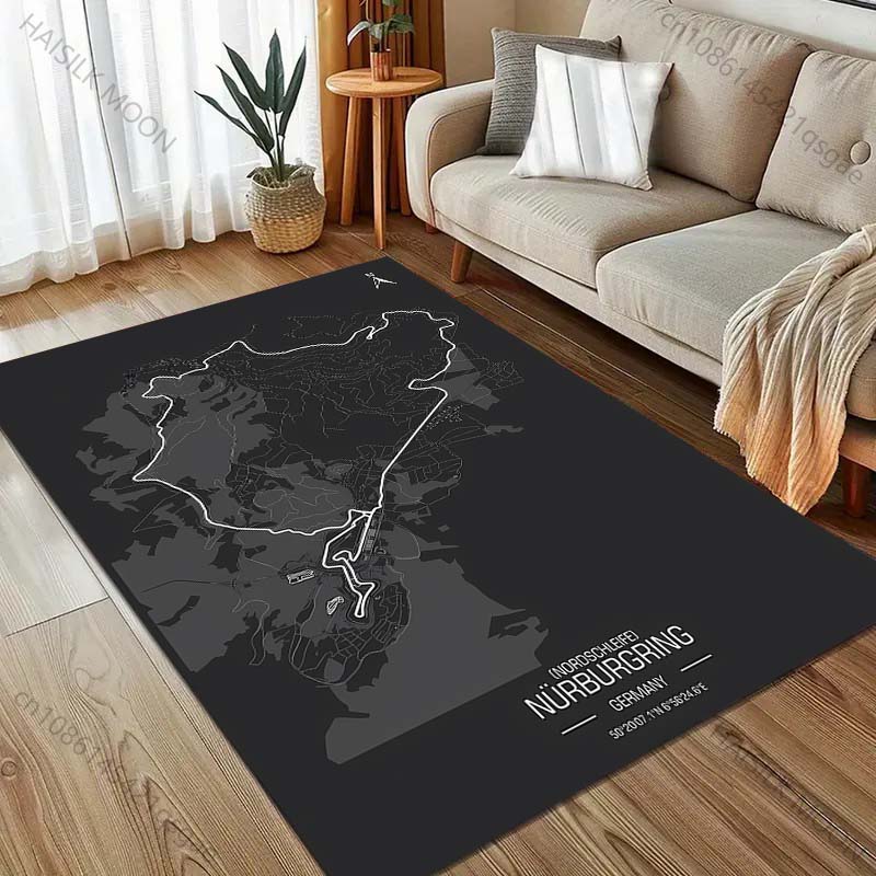 1 buc. Covor Pista Internațională F1 Nurburgring pentru Sufragerie Decor Acasă Covor Antiderapant pentru Dormitor Suprafață Mare Covoare Lavabile