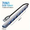 Aluminum 7-in-1 USB C Hub 3.0 with 1X USB 3.0 4X USB 2.0 2X USB C Ports Extender Splitter for Laptops Tablets