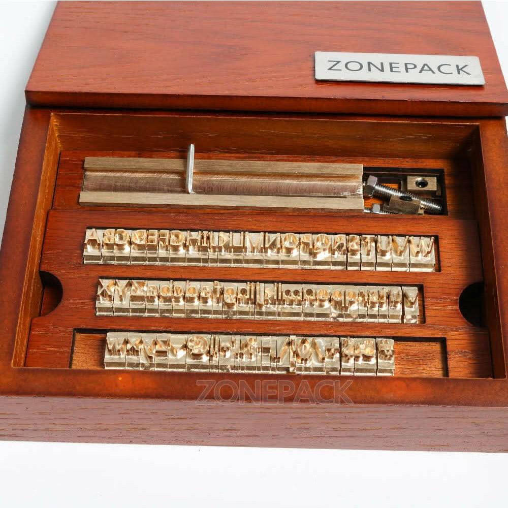 ZONESUN Brass Letter 6mm Hot Foil Stamping Letters Mold Set with Wood Box Time New Roman