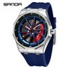 Sanda Men's Waterproof Alloy Car Wheel Design Silicone Wristwatch