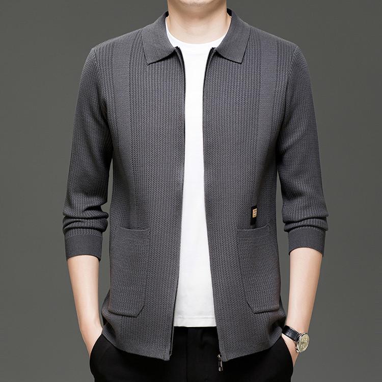 Woodpecker Men's Autumn Knitted Cardigan: Business Casual, Fashionable & Versatile for Middle-Aged Men