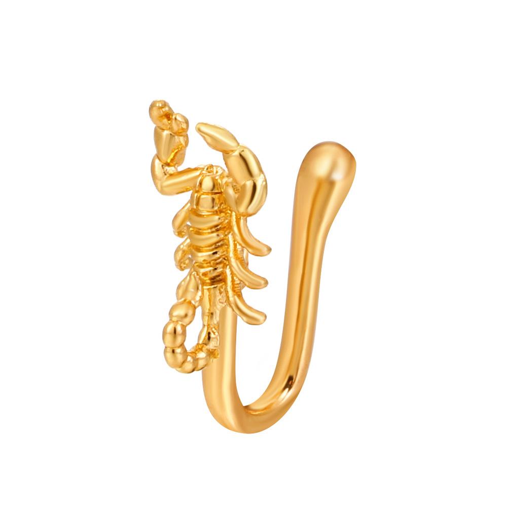 Vintage Goldfarbe Drache Schmetterling Fake Nasenring für Frauen Afrika Kupfer Helix U-Form Faux Nasenring Piercing Körperschmuck