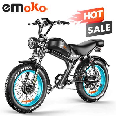 2000W Emoko C93-D Terénní elektrokolo s duálním motorem & 48V23Ah, 20" široká pneumatika, hydraulické kotoučové brzdy, dvojité odpružení, Shimano 7rychlostní E-horské kolo