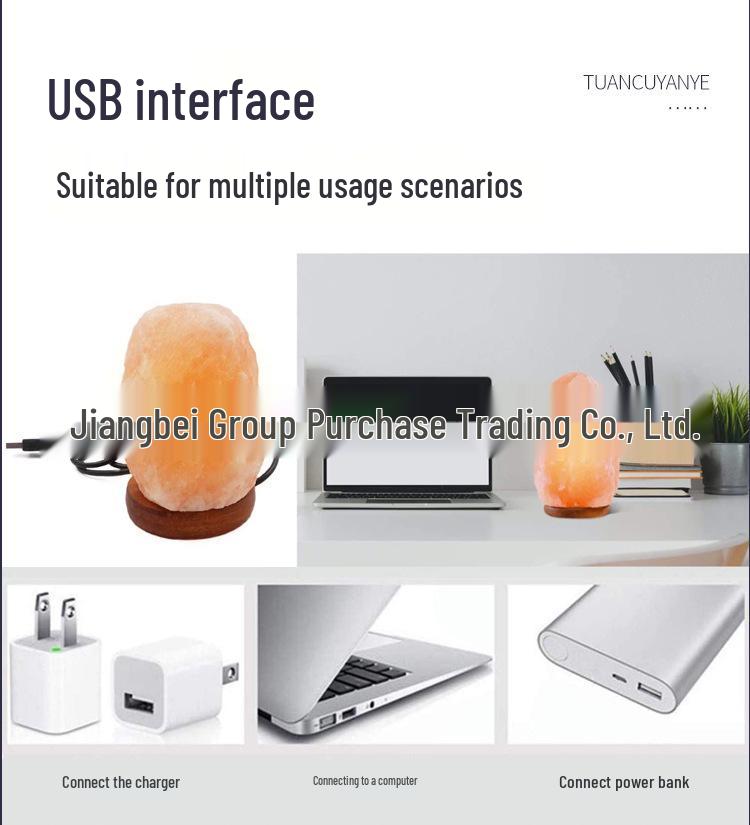 USB Himalayan Crystal Salt Lamp with LED Color-Changing Function for Computer Use