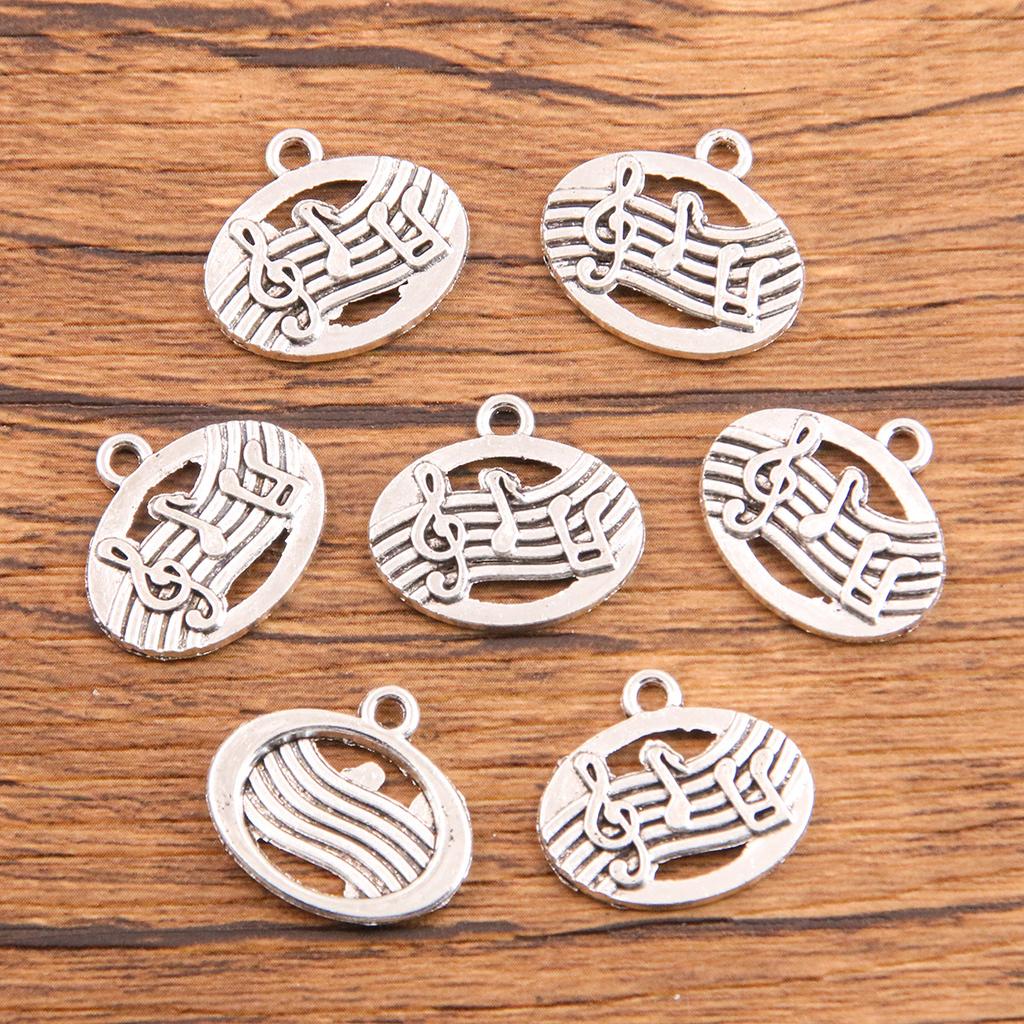 10pcs Musical Note Pendant Piano Guitar Microphone Speaker Suona Music Equipment Alloy Jewelry Accessories