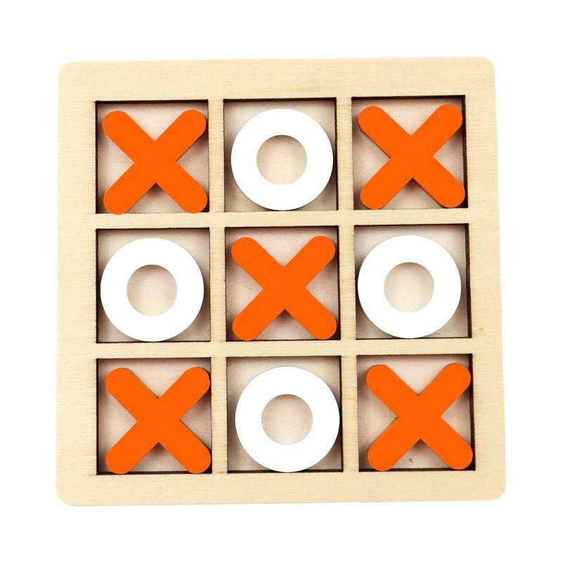 Gioco da tavolo in legno "Tris": Giocattolo di Pensiero Logico per Bambini, Attività Educativa e Interattiva Genitore-Figlio.