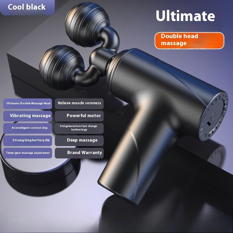 Double-headed Electric Sport Massage Gun Deep Tissue Percussion Muscle Cervical Vertebra Massager Vibration Relaxing Fascia Gun