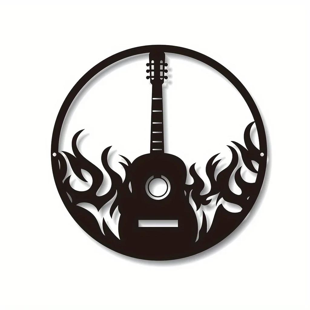1 Stück Gitarren-Wandkunst, Gitarren-Metallschild, Geschenk für Gitarristen/Band, Raumdeko Musikinstrument-Schild, Moderne Wanddeko