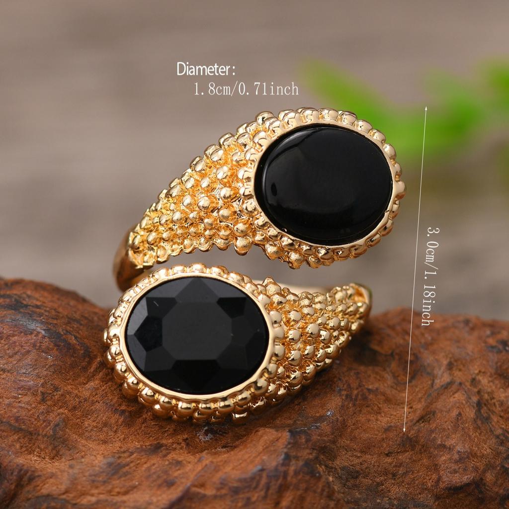 Exaggerated Water Drop Diamond Set Personalized Diamond Set Multi Color Metallic Unique Women's Ring with Adjustable Opening