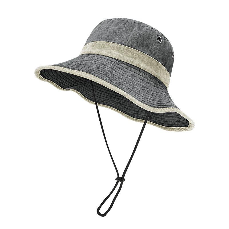 Four seasons bucket hat men's pure cotton washed old sunscreen hat versatile outdoor women's sun hat