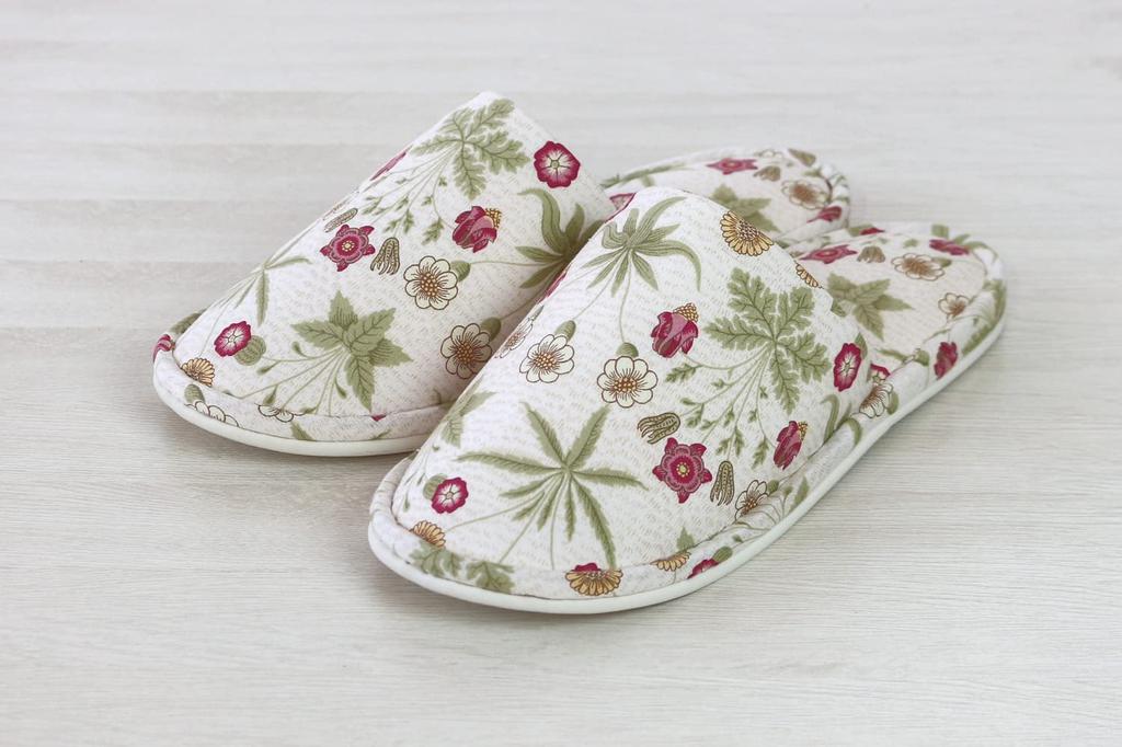 DDintex Best of Morris Outer Stitch BM Slippers, Daisy, Ivory, Approx. 24-26cm