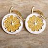 Blucome Oil Painting Lemon Orange Brooch Fashion Fruit Pins Girls Vibrant Color Accessories