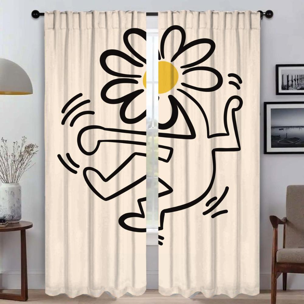 

Keiths Harings Blackout Curtains for Living Room Window Curtain for Room 2 Panel Shades Home Interior Curtains Partition Kitchen W107xH274cmx2pcs-CL