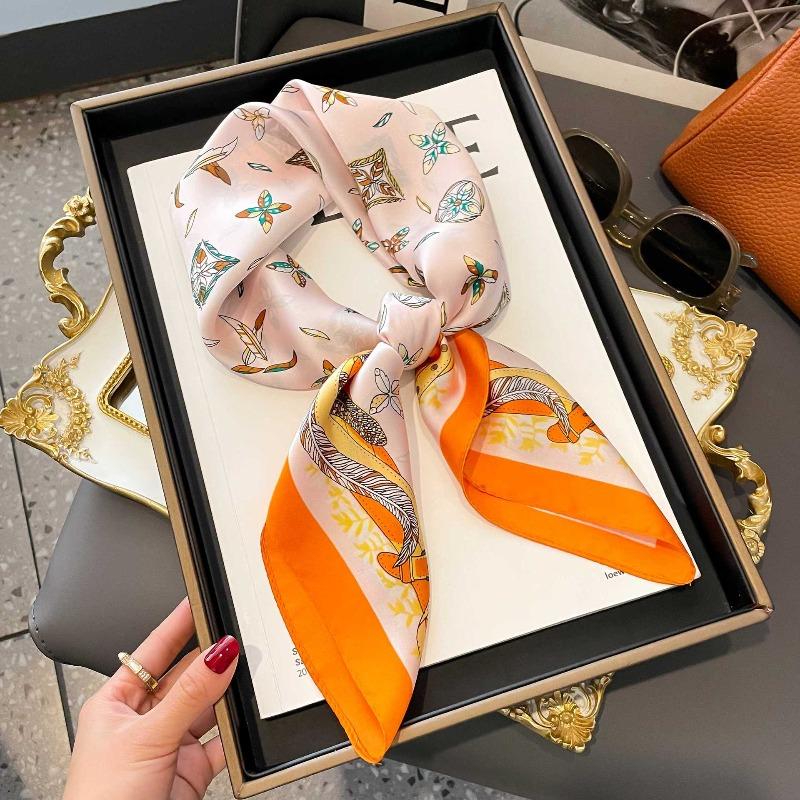New Blue Silk Scarf Premium Women's Neck Scarf Spring and Autumn Retro Scarf Strap Bag