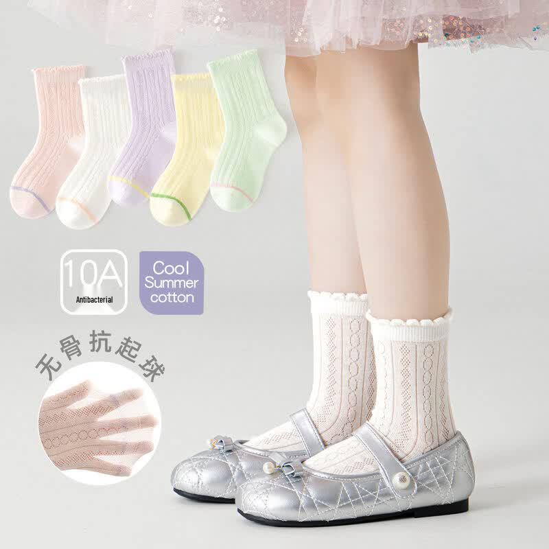 Mao Ren Girls  Summer Ballet-Style Mesh Mid-Calf Socks 9-12 Years (XL)