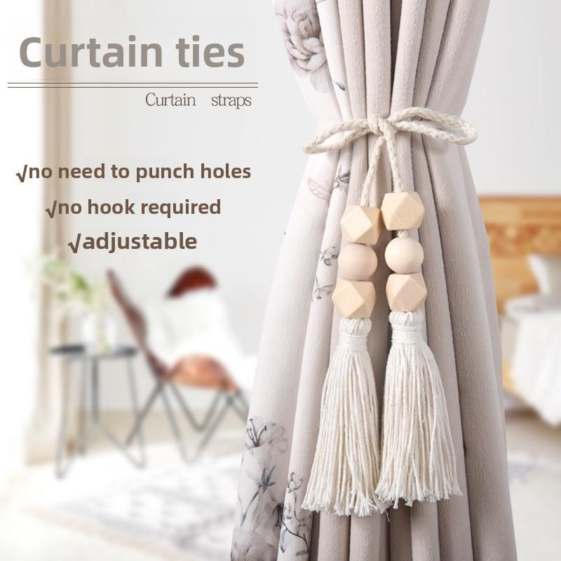 Nordic minimalist curtain tiebacks, boho-chic homestay style. Securely hold sheer curtains, tidy & stylish, adds fresh vibes