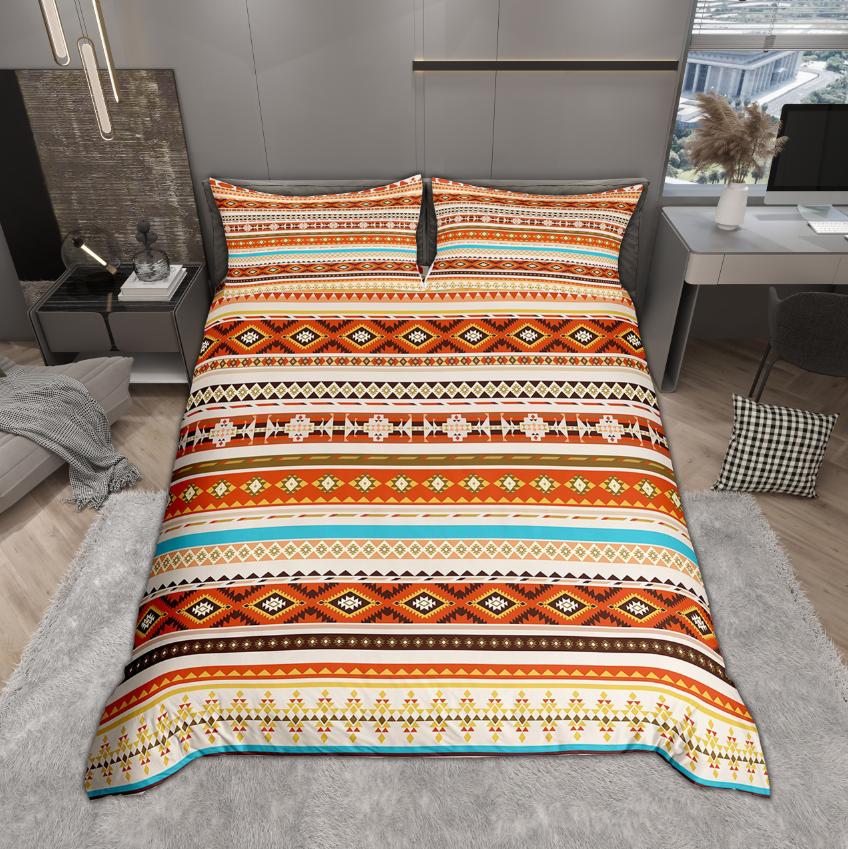 Homewish Vintage Aztec Bettwäsche-Set 2-teilig/3-teilig Bohemian Geometrie Bettwäsche Südwestliches Stammesmuster Bettbezug-Set