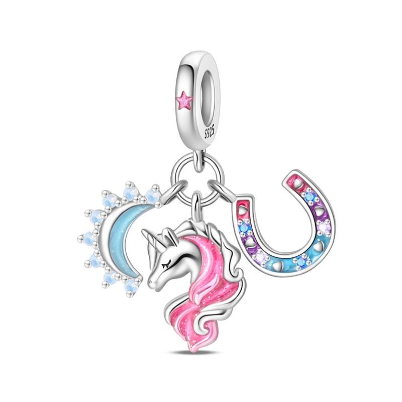 Cute Unicorn Charm Copper Craft Charms Lovely Colorful Pendant Fit Charm Bracelet Necklace Handmade Women Authentic Jewellery Present