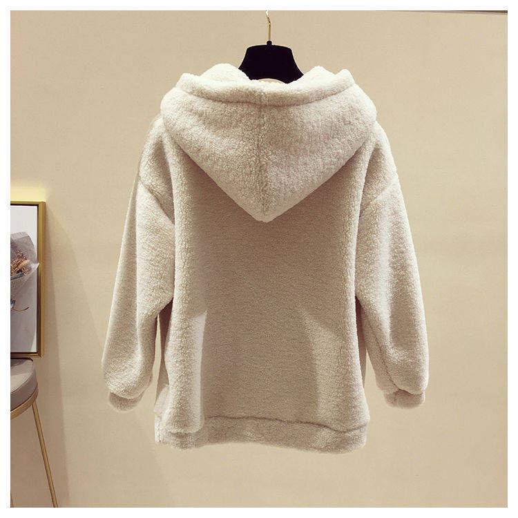 Women's Korean-Style Fleece-Lined Sweatshirt & Nine-Point Wool Pants Set
