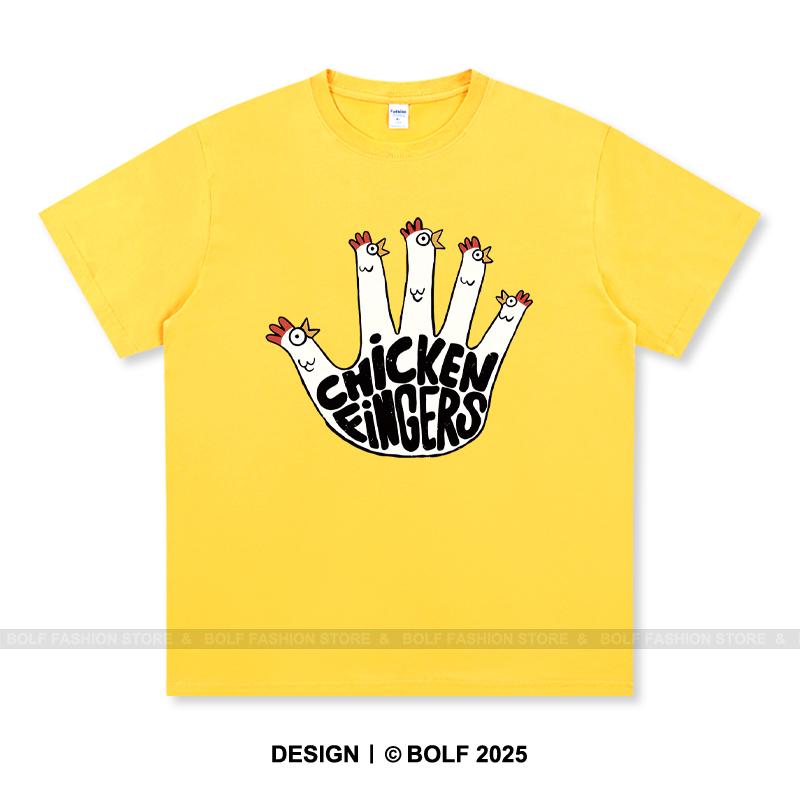 Chicken Fingers Printed T-Shirt 100% Cotton Oversized Foodie Graphic Tees for Men Women Summer Tops Snackcore Streetwear
