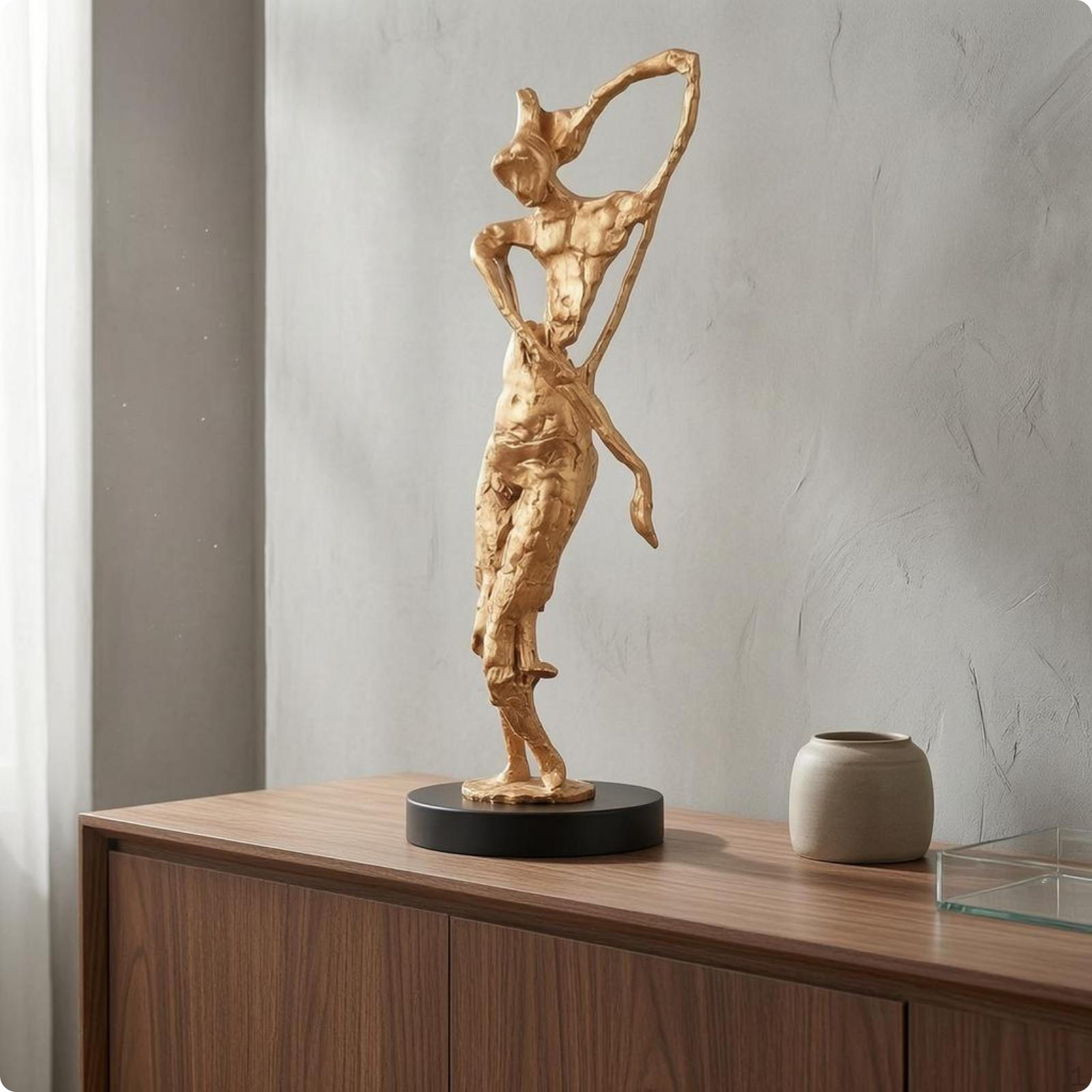Abstract Human Figure Sculpture Textured Finish Cast Iron Freestanding Modern Sculptural