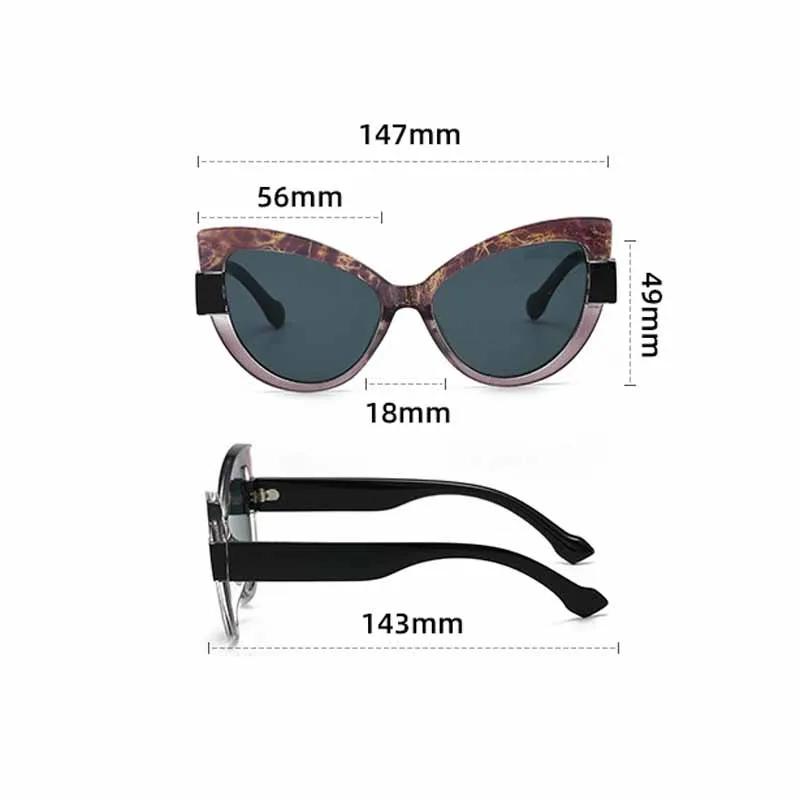 New Fashion Contrasting Cat Eye Sunglasses Personalized Casual Versatile Anti Blue Light Glasses Outdoor Travel UV Protection
