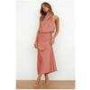 Europe, America, Spring and Summer New Solid Color High-end Satin Sleeveless Dress Fashionable and Elegant Temperament Light Evening Dress