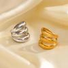Stainless Steel Multi Layer Line Rings for Women Men Vintage Waterproof Charm Metal Gold Silver Color  Finger Jewelry