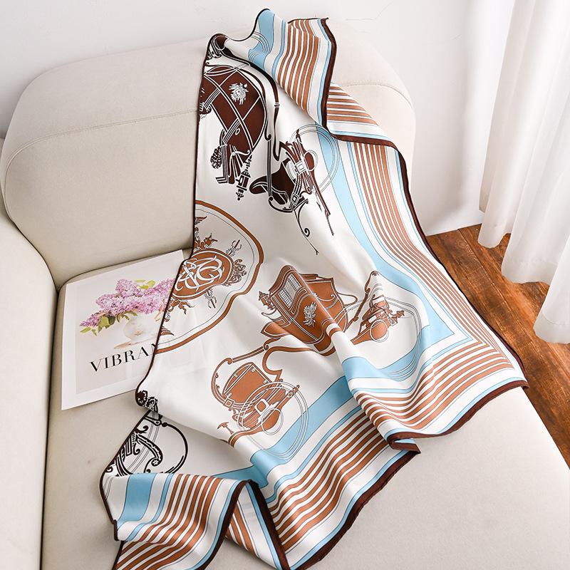 100% mulberry silk scarf spring and autumn sunscreen silk twill triangle scarf premium light luxury silk scarf gift shawl 74*165cm