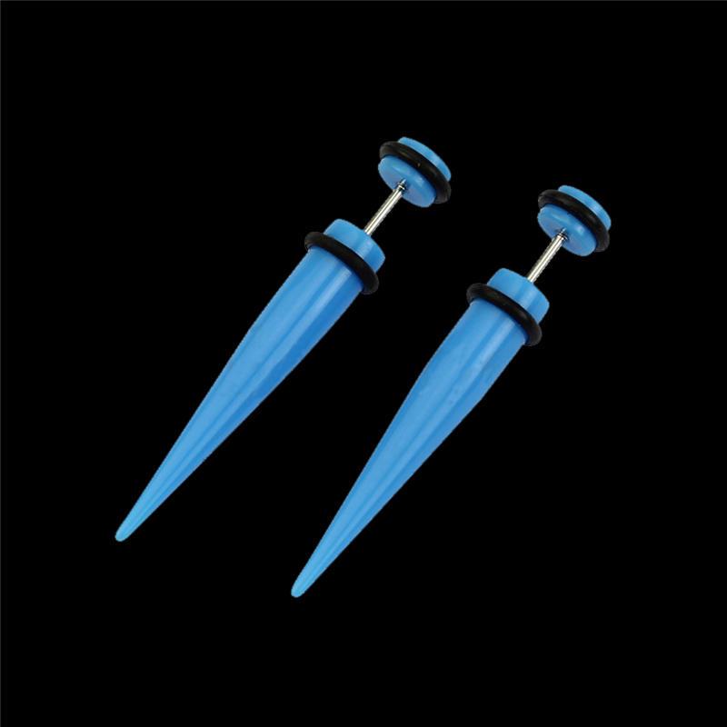 Long Cone Acrylic Perforation Stud Earring Fake Ear Expender Plugs Piercing