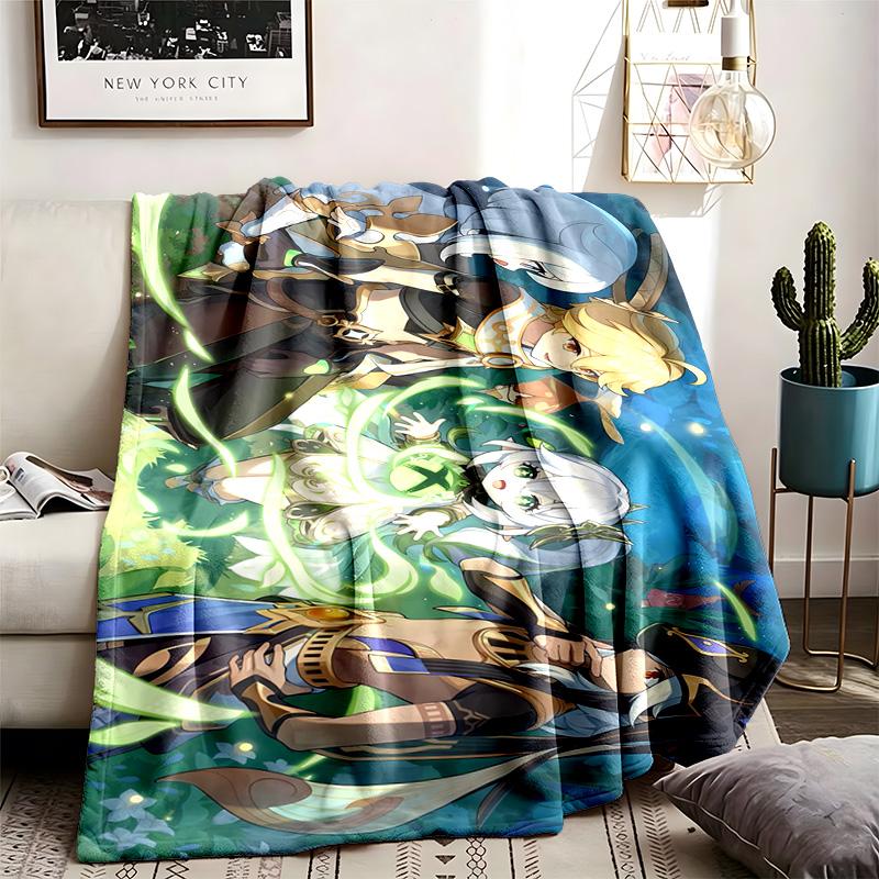 Genshin Impact Theme Blanket Suitable For The Sofa Camping And Travel Made Of Soft Flannel Material An Ideal Gift For Occasions Such As Birthday
